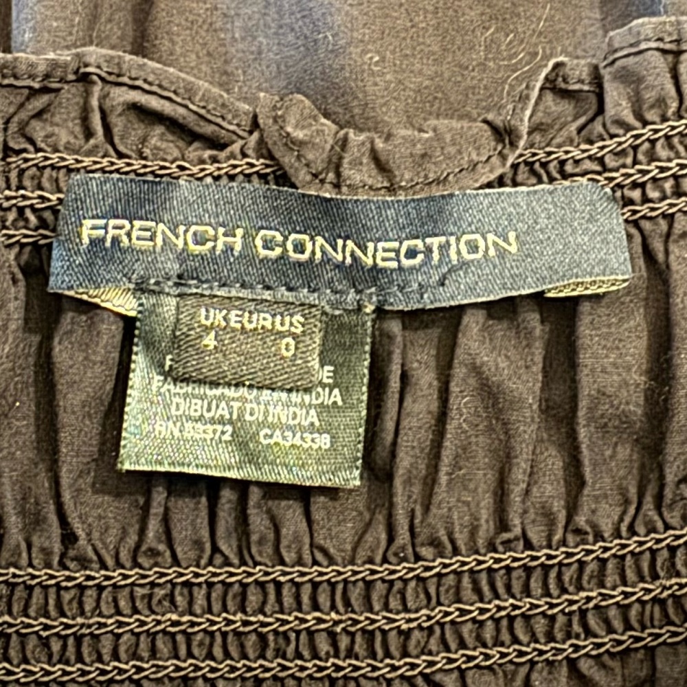 French Connection Black Ezeke Rhodes Smocked Midi Sun Dress Size 0 - Picture 4 of 4